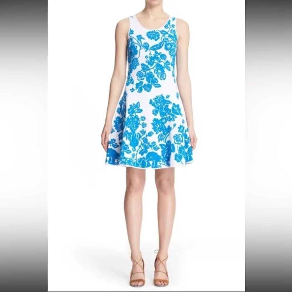 Milly White and Blue Floral Mini Dress - Picture 2 of 10